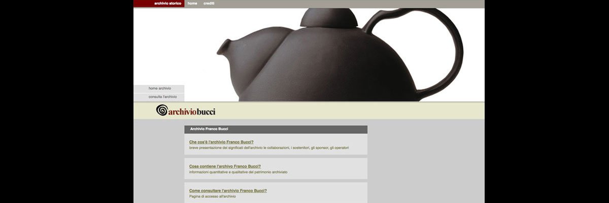WebSite Franco Bucci Ceramista designer, Archivio storico prima edizione
