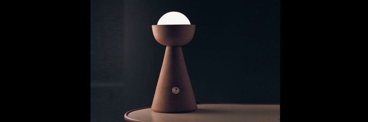 Eclisse, lampada in ceramica e vetro